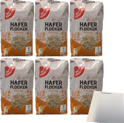 Produktbild von Gut & Günstig Haferflocken kernig 6er Pack (6x500g Packung) + usy Block