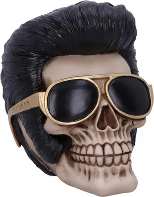 Produktbild von King of Rock 'n' Roll Totenkopf 17cm als Rockabilly Deko Accessoire