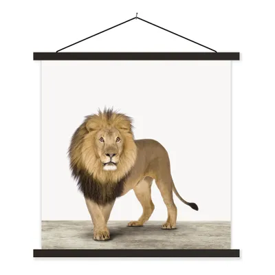 Produktbild von MuchoWow® Textilposter Jungen - Löwe - Tiere - Kinder - Mädchen 120x120 cm mit schwarzem Rahmen - Aufhängungsset