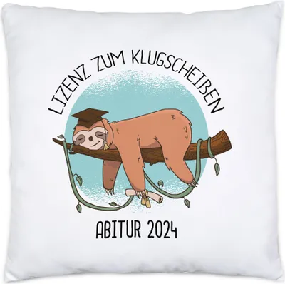 Produktbild von Abitur 2024 Lizenz Zum Klugscheißen Kissen Inkl Füllung Faultier Schulabschluss Gymnasium