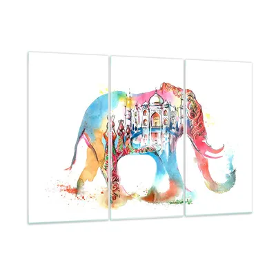 Produktbild von Bilder auf glas - Elefant Indien ethnisch Kultur - 105x70cm - Glasbilder - Wandbilder - Kunstdruck - zum Aufhängen bereit - Wanddekoration aus Glas - Glas Bilder - Wandbild auf Glas - GCE105x70-3037