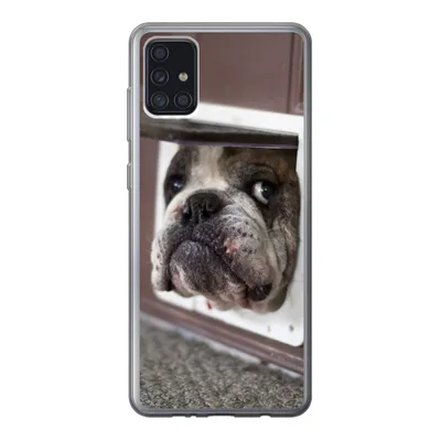 Produktbild von MuchoWow® Handyhülle Schutzhülle Hülle für Samsung Galaxy A52 5G Hund - Lustig - Katzenklappe - Kinder - Jungen - Mädchen - Kinder Silikon Softcase Handy Hülle - Umschlag