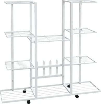 Obrázek produktu pro Stojan na květiny s kolečky 94,5 x 24,5 x 91,5 cm bílý železo