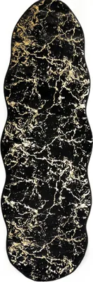 Produktbild von Trendmax Badematte mit Marmormotiv Rutschfest Waschbar mit wellige Umrandung Schwarz/Gold