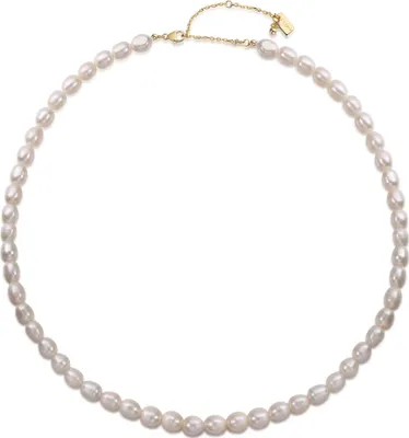 Produktbild von Halskette SHIORI aus 925 Sterling-Silber, 18k vergoldet, mit Süßwasserperlen, 45+8cm