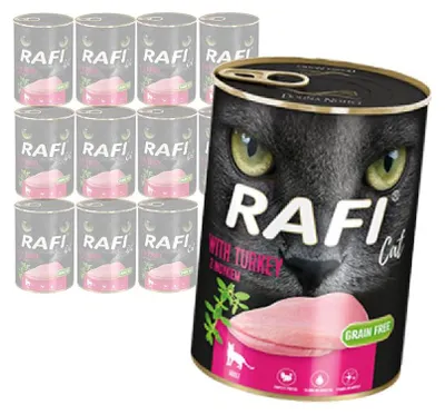 Zdjęcie produktu dla Rafi Cat Adult Bezzbożowa Mokra Karma Dla Kota Z Indykiem 12x400g