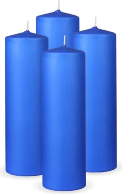 Image de Bougies à tête ronde Ø7cm ( pack de 4 ) Bleu foncé - Ø7cm x 20cm