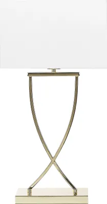 Obrázek produktu pro BELIANI Stolní lampa zlatá kovová 62 cm bílé látkové stínidlo obdélníková moderní obývací pokoj