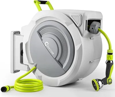 Imagen del producto de Carrete de manguera de 45 metros + 2 metros, con capacidad de giro de 180 grados y retorno automático