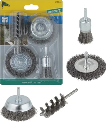 Produktbild von wolfcraft 4-tlg. Drahtbürsten-Set Rundschaft 2133000