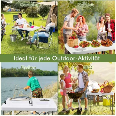 Produktbild von Fischreinigungstisch Klappbarer Filetiertisch 101,5 x 65,5 x 107,5 cm Weiß