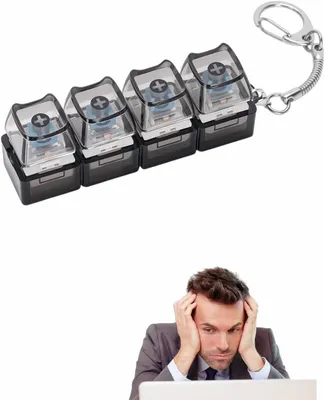 Image de Porte-clés en forme de clavier - Jouet anti-stress en forme de clavier - Porte-clés avec interrupteur mécanique cliquable pour soulager le stress
