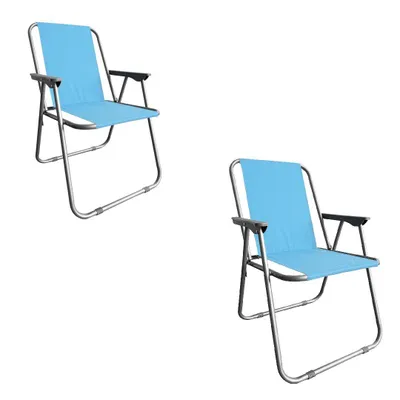 Produktbild von Campingstuhl Anglersessel Gartenstuhl Sessel mit Armlehne hellblau 2er Set