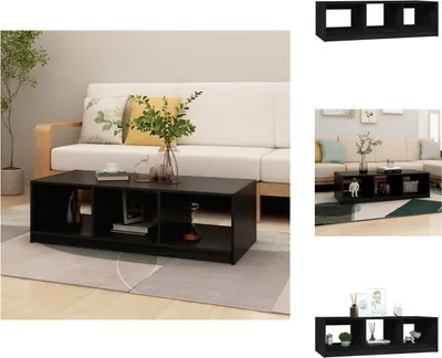 Zdjęcie produktu dla vidaXL Stolik kawowy czarny 110x50x34 cm lite drewno sosnowe - Stoliki kawowe