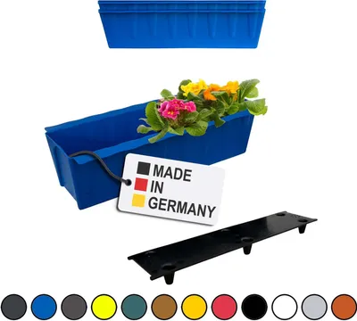 BURI 2 Euro-Paletten Blumenkästen-Einsätze inkl. Bewässerungsmatte, 37,3cm Blau, Pflanzkasten für Europalette Palette, Balkonkasten, Blumentopf, aus stabilen Kunststoff, Made in Germany