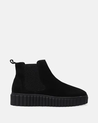 Produktbild von VENEZIA Damen Stiefeletten Ankle Boots Winterstiefel - Chelsea Boots aus Wildleder für Damen mit niedrigem Plateau aus Echtleder Velours Schwarz Größe 40