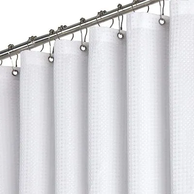 Obrázek produktu pro Moderní a elegantní sprchový závěs Unyqoos® s vaflovým vzorem, odolný proti plísním, voděodolný a pratelný, včetně 12 háčků, bílý