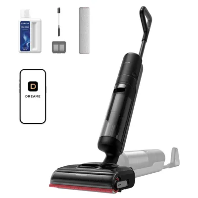 A Dreame H15S wet and dry vacuum cleaner and its accessories are displayed against a white background.