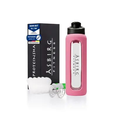 Produktbild von Asbirg | Glas Protein Shaker 700ml – BPA-frei, auslaufsicher & robust – Eiweiß Shaker aus Borosilikatglas – Trinkflasche für Fitness & Sport
