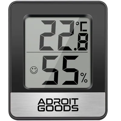 Obrázek produktu pro AdroitGoods - Digitální vlhkoměr pro vnitřní použití - černý - měřič teploty a vlhkosti