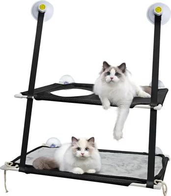 Produktbild von Katze Fenster Barsch, doppelte Katze Fenster Hängematte, Fenster montiert Katzensitz Katzenbett