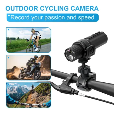 Produktbild von 1080p HD WLAN-Actionkamera mit Akku Mini-Outdoor-Kamera für Radfahrer Sport-Videokamera mit Taschenlampe Fahrrad und Motorradhelm-Dashcam