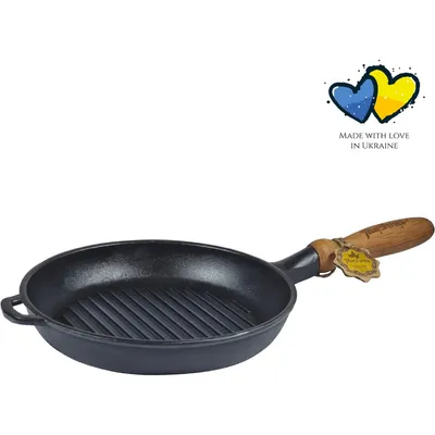 Padella in acciaio con manico in legno, YOSHIKAWA DEEP FRYING PAN