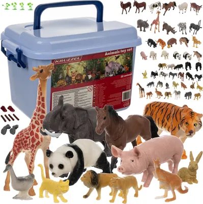 Produktbild von Tierfiguren Großes Set 48 Tiere 14 Extras Bauernhoftiere Safari Tiere der Welt Spielzeug Zoo für Kinder ab 3 4 5 6 7 Jahren 24816