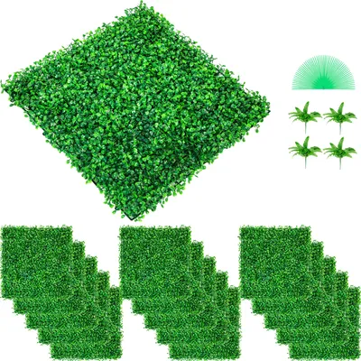 Immagine prodotto di SucceBuy Pannelli di bosso artificiale, 48 pezzi, 25,4 x 25,4 cm, resistenti ai raggi UV, 4 cm, pannelli di siepe, muro di sfondo in erba artificiale per la recinzione della privacy, decorazione del giardino e del cortile per interni ed esterni