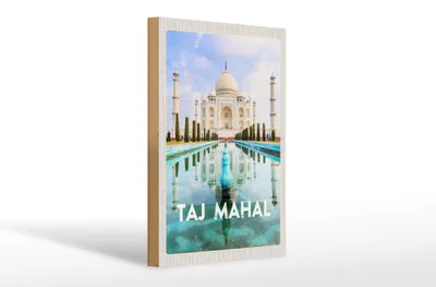 Produktbild von Holzschild Reise 20x30cm Indien Vordergarten Taj Mahal