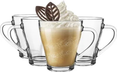 Zdjęcie produktu dla Szklanki z uchem Hugo GLASMARK zestaw 4szt kubek kawy latte 360ml