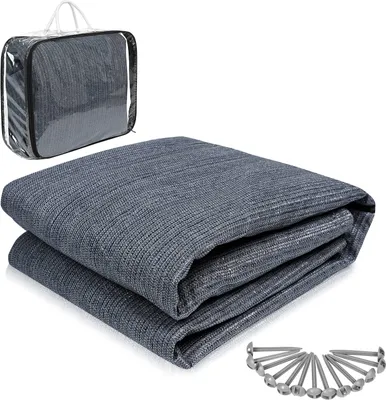 Produktbild von FIVMEN Markíza Koberec Camping Mat s prepravnou taškou + kolíky, priedušný koberec stanu Markíza Koberec vyrobený z HDPE protišmykovej podložky stanu Vonkajší kempingový koberec, rôzne veľkosti Modro-šedá