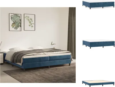 Obrázek produktu pro vidaXL Postel se skříňovou pružinou tmavě modrá 200x200 cm samet - Postele a válendy