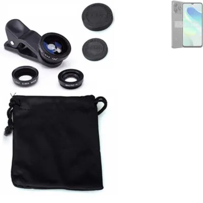 Produktbild von K-S-Trade Smartphone Kamera Linsen Set Kompatibel mit UMIDIGI G5C 3in1 Clip-On Kamera Adapter Macro Weitwinkel FishEye Fischauge Objektiv Linse