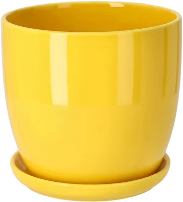 Zdjęcie produktu dla KOTARBAU® Doniczka ceramiczna, osłonka na doniczkę do kwiatów i roślin, średnica 13 cm, żółta