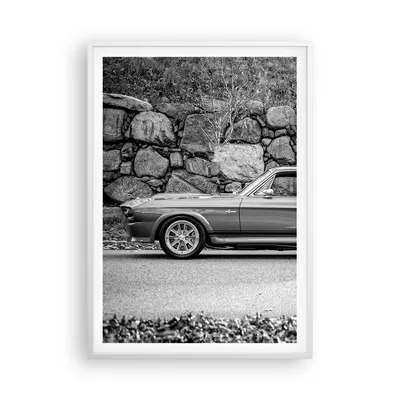 Produktbild von Gerahmtes Poster - Weißer Rahmen - Auto Ford Mustang - 70x100 cm - Wand Bild - Wanddeko - Wandbilder - Kunstposter - Wandposter - Bilderrahmen - Bilder - Kunstdruck - Wanddekoration - P2WPA70x100-5011