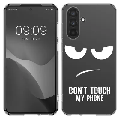 Produktbild von kwmobile Case kompatibel mit Samsung Galaxy A56 5G - Hülle Silikon transparent Don't touch my Phone Weiß Transparent