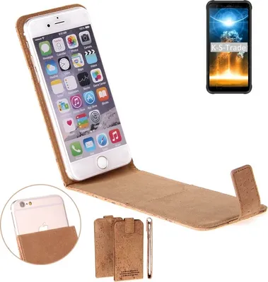 Produktbild von K-S-Trade Handyhülle kompatibel mit Blackview BV6300 Pro Kork Hülle Flipstyle Case Schutzhülle Kork Case Hülle Flip cover Klapphülle Klapp, braun
