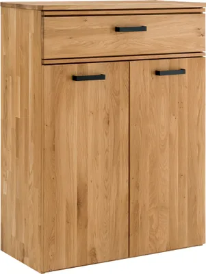Produktbild von Kommode Eiche massiv geölt LEUNA-64 mit Metallgriffen in schwarz, B/H/T: ca. 80/89/39 cm