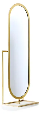 Image de Élégant miroir ovale sur pied avec cadre doré au design moderne