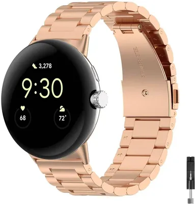 Produktbild von Stravo Premium Edelstahl Metallarmband 41 mm, passend für Google Pixel Watch 1/2/3/4, Uhrenarmband - Roségold