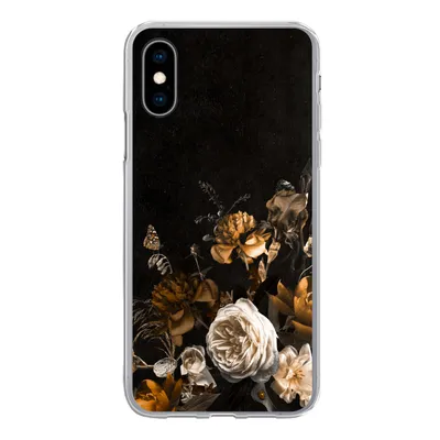 Produktbild von MuchoWow® Handyhülle Schutzhülle Hülle für iPhone X Blume - Gold - Muster Silikon Softcase Handy Hülle - Handyhülle