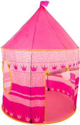 Zdjęcie produktu dla Namiot dla dzieci Intirilife dla chłopców i dziewczynek w kolorze różowym z koronami z torbą do przenoszenia - 100 x 128 cm - namiot tipi do zabawy w domu i na zewnątrz dla dzieci w wieku przedszkolnym