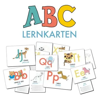 Image de Fiches d'apprentissage ABC sur les animaux, cartes illustrées, cartes de vocabulaire, flashcards avec majuscules et minuscules | Apprendre à lire avec les animaux pour les enfants de maternelle et... cm), lot de 26 | Stay Inspired! par Lisa Wirth