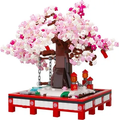 Produktbild von Kirschblüten-Bonsai Bauset, mit rotierender Schaukel und Figuren, STEM Lernspielzeug, für Kinder ab 8 Jahren
