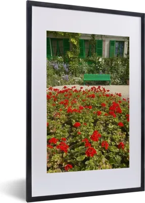 Produktbild von MuchoWow® MuchoWow® Gerahmtes Poster Bank mit Blumen im französischen Garten von Monet in Europa 40x60 cm - Poster mit zchwarzem Bilderrahmen - Poster in Rahmen