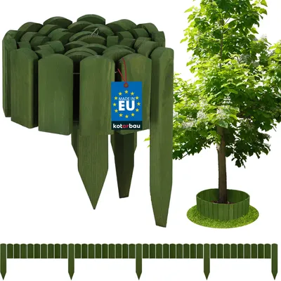 Obrázok produktu pre KOTARBAU® Ohraničenie záhonov 200x10 cm Rolovací obrubník Flexibilné ohraničenie záhonov Plot na záhony Ohraničenie kvetinových záhonov  Zásuvný plot Okraj trávnika Borovicové drevo Zelená