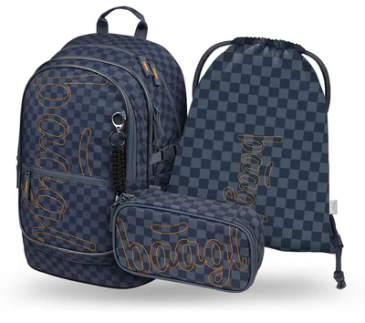 Produktbild von Baagl Schulrucksack Set Jungen 3 Teilig Schultasche Grundschule - Ska Blau