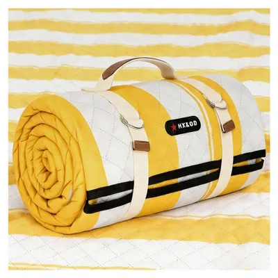 Produktbild von Extra große Picknickdecke, 203,2 x 152,4 cm, wasserdichte Picknickmatte, faltbare Campingdecke, tragbar mit Tragegurt, für Strand, Outdoor, Camping, Party (gelb)