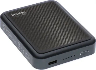 Produktbild von 4smarts UltiMag, 5000 mAh, Lithium Polymer (LiPo), Adaptive Fast Charging, Quick Charge 3.0, Kabelloses Aufladen, Karbon